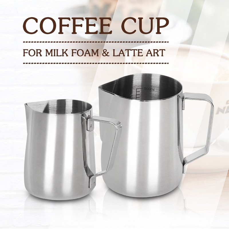 350/600ml Kávétejhabosító Kancsó Latte Art készítő csésze habosító kancsó Olasz eszpresszó tejszínhabosító Kávéfőzési Kiegészítők