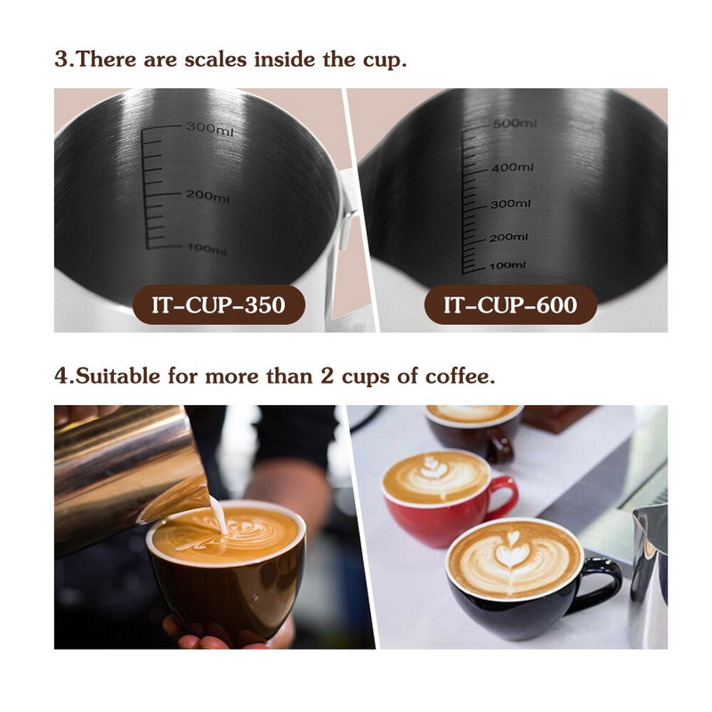 350/600ml Kávétejhabosító Kancsó Latte Art készítő csésze habosító kancsó Olasz eszpresszó tejszínhabosító Kávéfőzési Kiegészítők