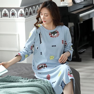 Cămașă de noapte de damă cu mâneci lungi pentru mamele care alăptează