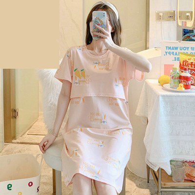 Нов модел дамска нощница с овално деколте и къс ръкав за кърмачки 