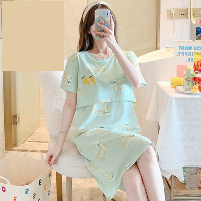 Нов модел дамска нощница с овално деколте и къс ръкав за кърмачки 