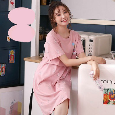 Нов модел дамска нощница с овално деколте и къс ръкав за кърмачки 