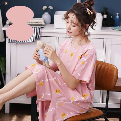 Нов модел дамска нощница с овално деколте и къс ръкав за кърмачки 