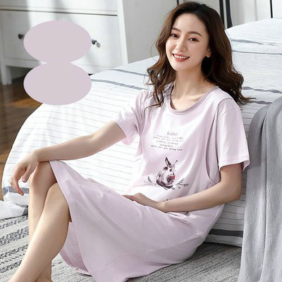 Нов модел дамска нощница с овално деколте и къс ръкав за кърмачки 