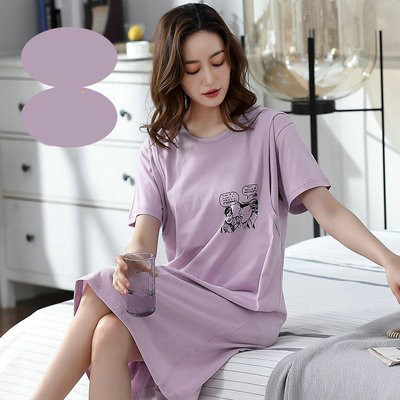 Нов модел дамска нощница с овално деколте и къс ръкав за кърмачки 