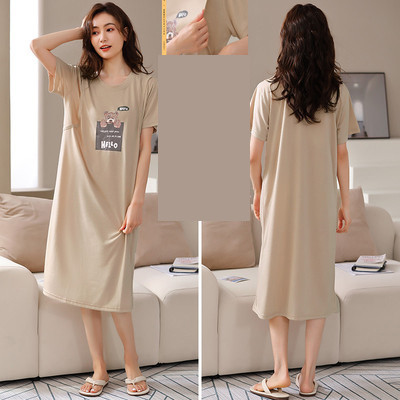 Нов модел дамска нощница с овално деколте и къс ръкав за кърмачки 