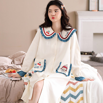 Camasa de noapte dama model nou cu maneci lungi - potrivita pentru mamicile care alapteaza