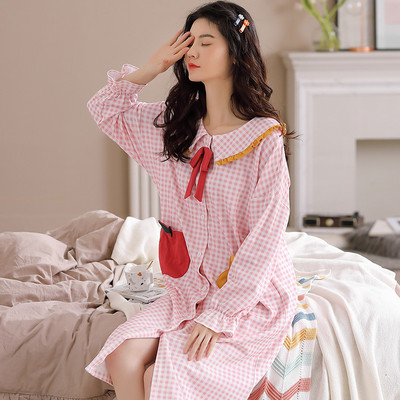 Camasa de noapte dama model nou cu maneci lungi - potrivita pentru mamicile care alapteaza