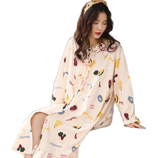 Camasa de noapte dama model nou cu maneci lungi - potrivita pentru mamicile care alapteaza