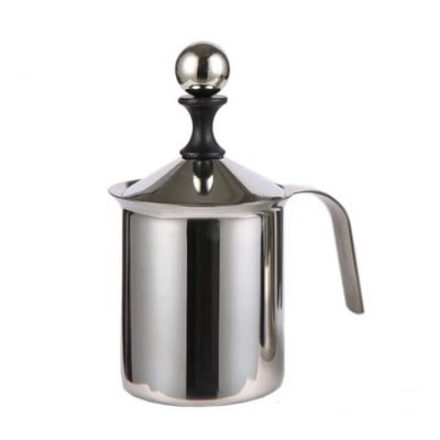 400 ml pjenilica za mlijeko Cappuccino japanski stil Dvostruko cjedilo Ručna pjenilica za mlijeko Pribor za kavu Naprava za pjenjenje mlijeka od nehrđajućeg čelika