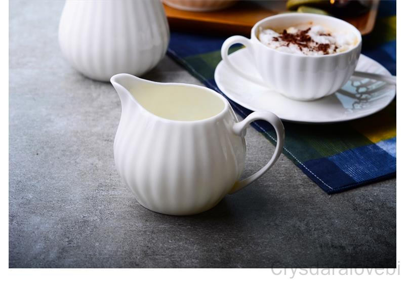 Plain White Bone China Cafe Sugar Bowl krémcsónak, Sütőtök kreatív dizájn, Cafe tejeskancsó, Tejkancsó, Kávétartozékok