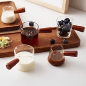Fa nyelű mini kávés tejkancsó kis üvegpohár Japán stílusú szószcsészék Evőeszközök Tejkancsó Otthoni Konyha Kávéeszközök