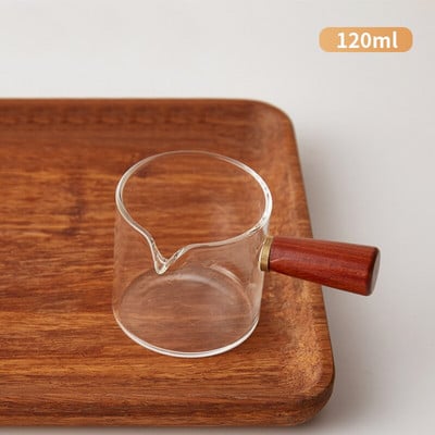 Fa nyelű mini kávés tejkancsó kis üvegpohár Japán stílusú szószcsészék Evőeszközök Tejkancsó Otthoni Konyha Kávéeszközök