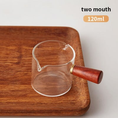 Fa nyelű mini kávés tejkancsó kis üvegpohár Japán stílusú szószcsészék Evőeszközök Tejkancsó Otthoni Konyha Kávéeszközök