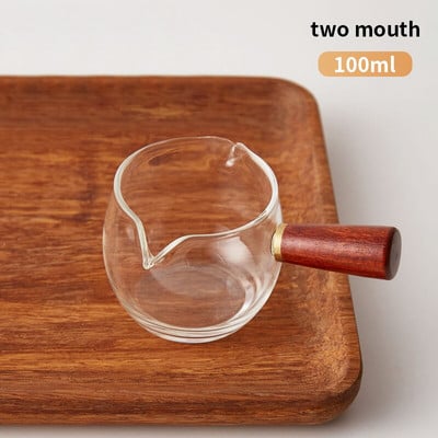 Fa nyelű mini kávés tejkancsó kis üvegpohár Japán stílusú szószcsészék Evőeszközök Tejkancsó Otthoni Konyha Kávéeszközök