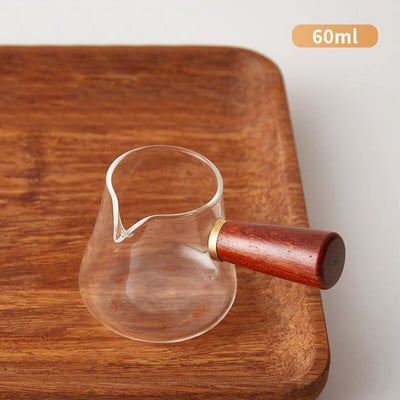 Fa nyelű mini kávés tejkancsó kis üvegpohár Japán stílusú szószcsészék Evőeszközök Tejkancsó Otthoni Konyha Kávéeszközök