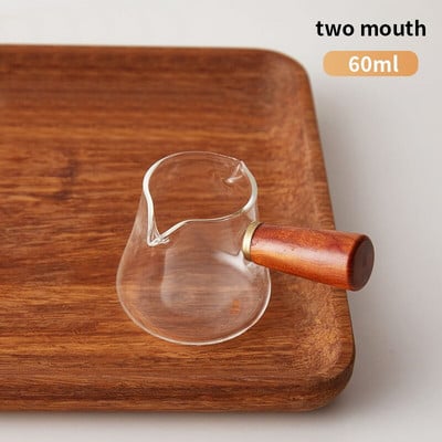 Fa nyelű mini kávés tejkancsó kis üvegpohár Japán stílusú szószcsészék Evőeszközök Tejkancsó Otthoni Konyha Kávéeszközök