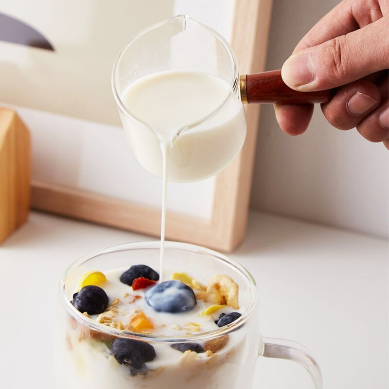 Fa nyelű mini kávés tejkancsó kis üvegpohár Japán stílusú szószcsészék Evőeszközök Tejkancsó Otthoni Konyha Kávéeszközök