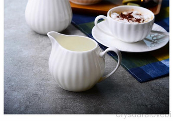 Обикновен бял костен Китай Кафене Захарница Кремова лодка, Креативен дизайн на тиква, Кафа за мляко, Кана за мляко, Аксесоари за кафе
