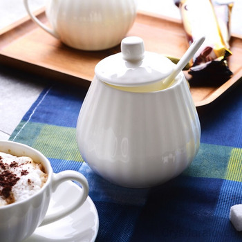 Обикновен бял костен Китай Кафене Захарница Кремова лодка, Креативен дизайн на тиква, Кафа за мляко, Кана за мляко, Аксесоари за кафе