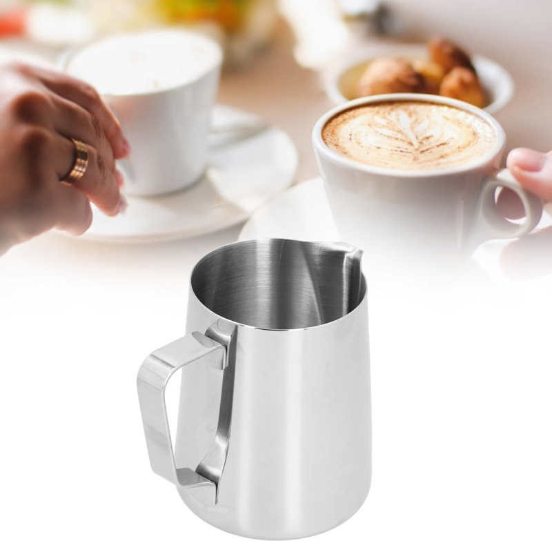 Tejhabosító kancsó rozsdamentes acél kávégőzölő kancsó belső mérettel a Latte Art cappuccinóhoz
