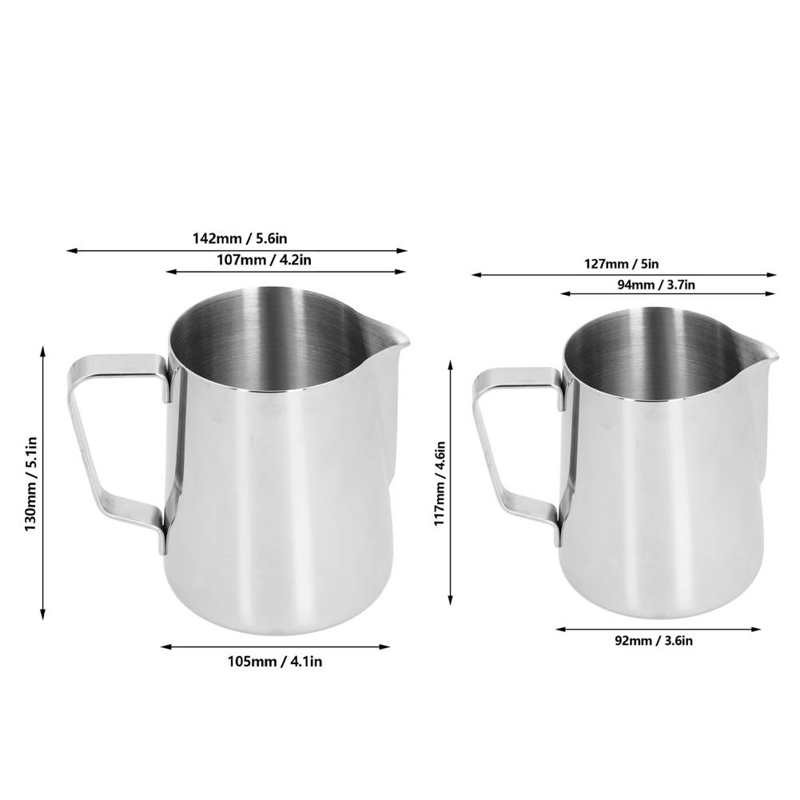 Tejhabosító kancsó rozsdamentes acél kávégőzölő kancsó belső mérettel a Latte Art cappuccinóhoz