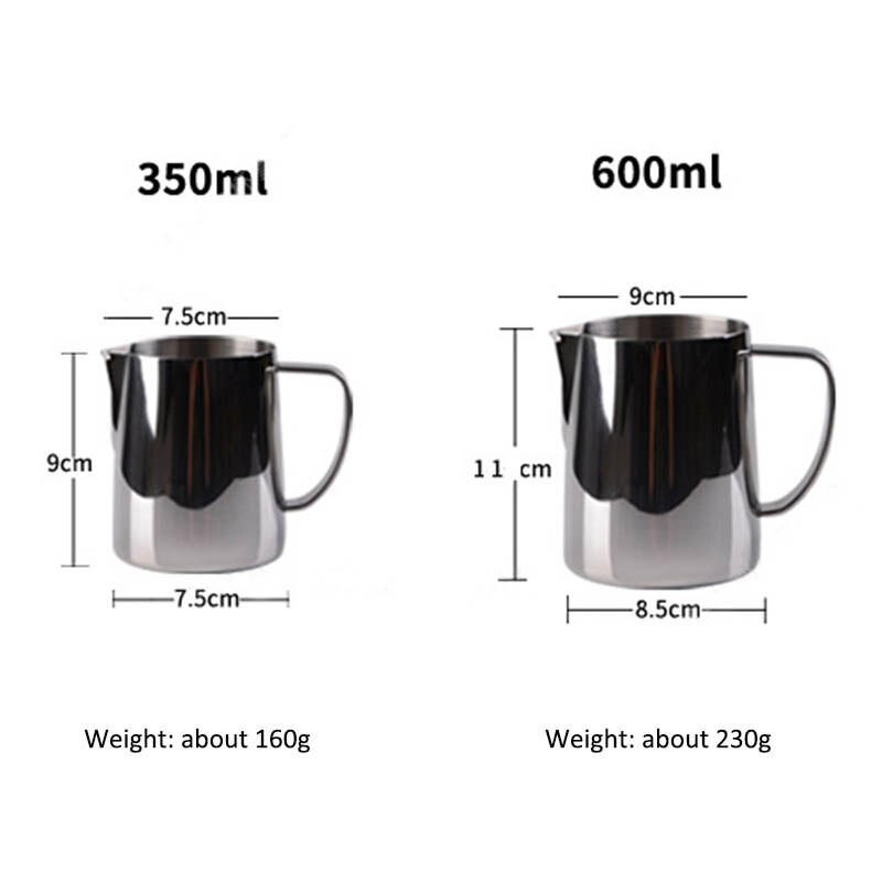 350/600 ml-es kávés tejes bögrék Habosító kancsó Tejhabosítók Kávés fogantyú Latte Art rozsdamentes acél többfunkciós bögre