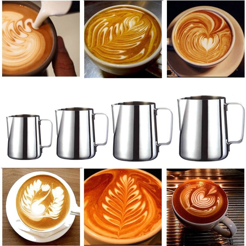 Nerūdijančio plieno pieno putų ąsotis Espreso kavos Barista Craft Latte Cappuccino Pieno grietinėlės puodelio putų ąsotis