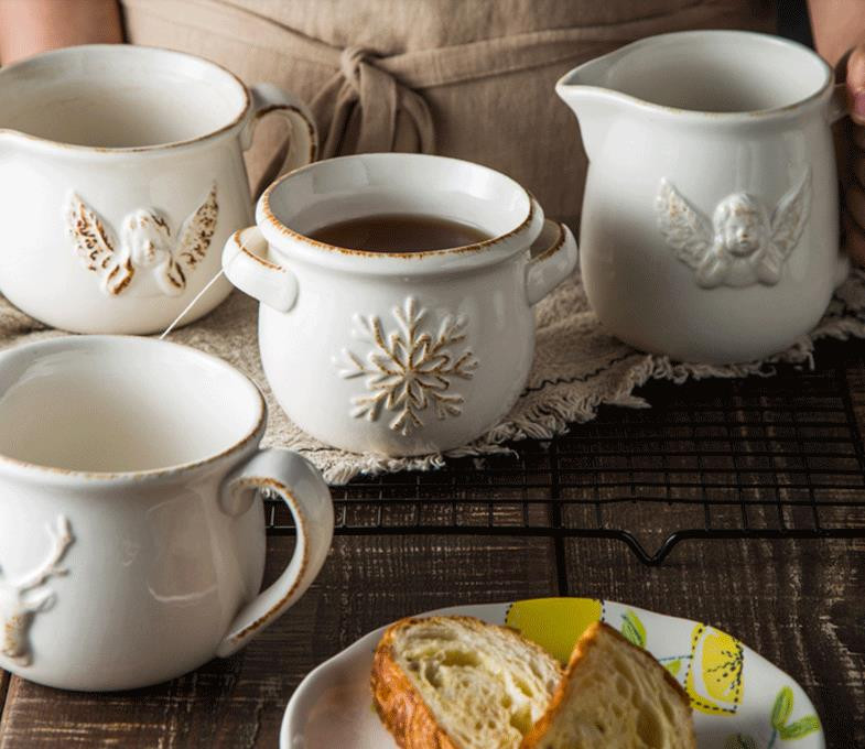 Európai retro tejkancsó délutáni tea kerámia mikrohullámú sütő forró tej mézes csésze nyugati étel szósz garat kávétartó LA550