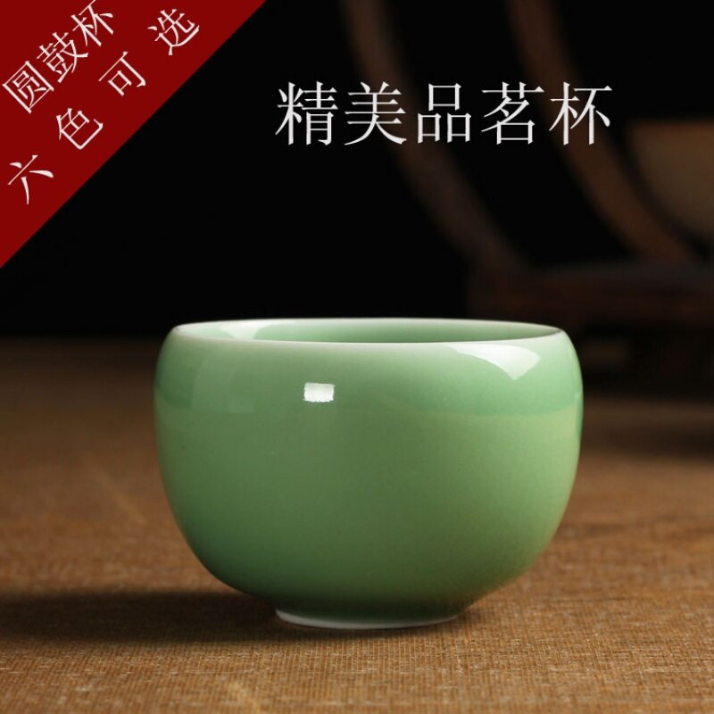 |Celadon Arbatos Puodelis Mažas Arbatos Puodelis Apvalus būgno puodelis Kung Fu arbatos indai Namų apyvokos puodelis mažas arbatos dubuo