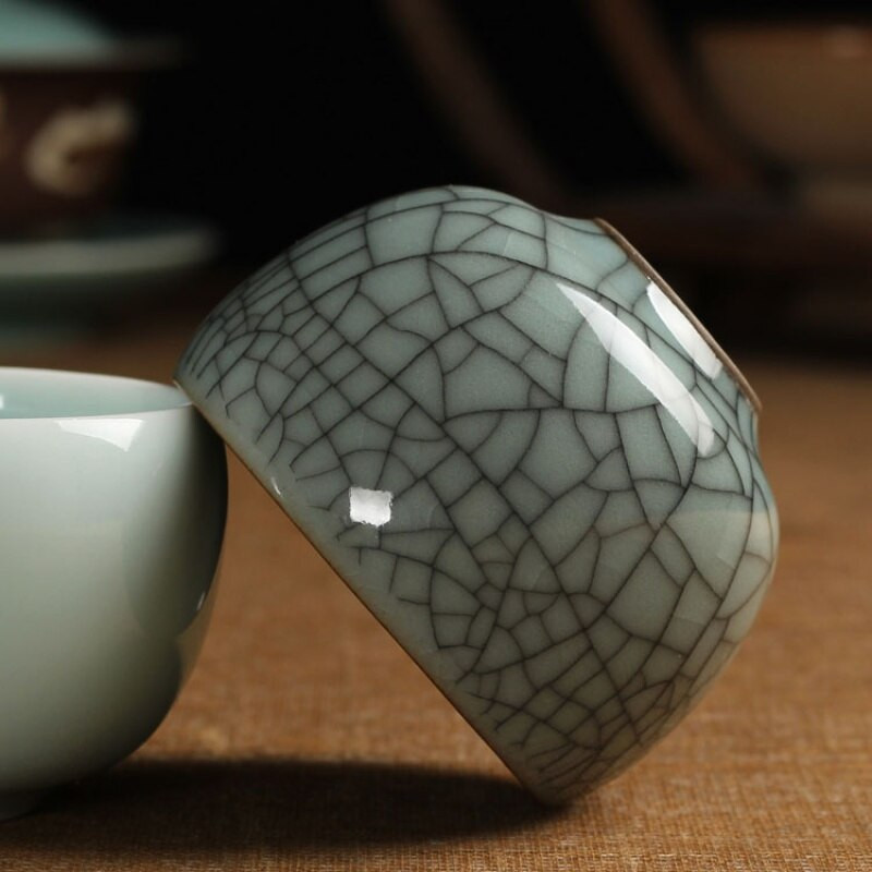 |Celadon Arbatos Puodelis Mažas Arbatos Puodelis Apvalus būgno puodelis Kung Fu arbatos indai Namų apyvokos puodelis mažas arbatos dubuo