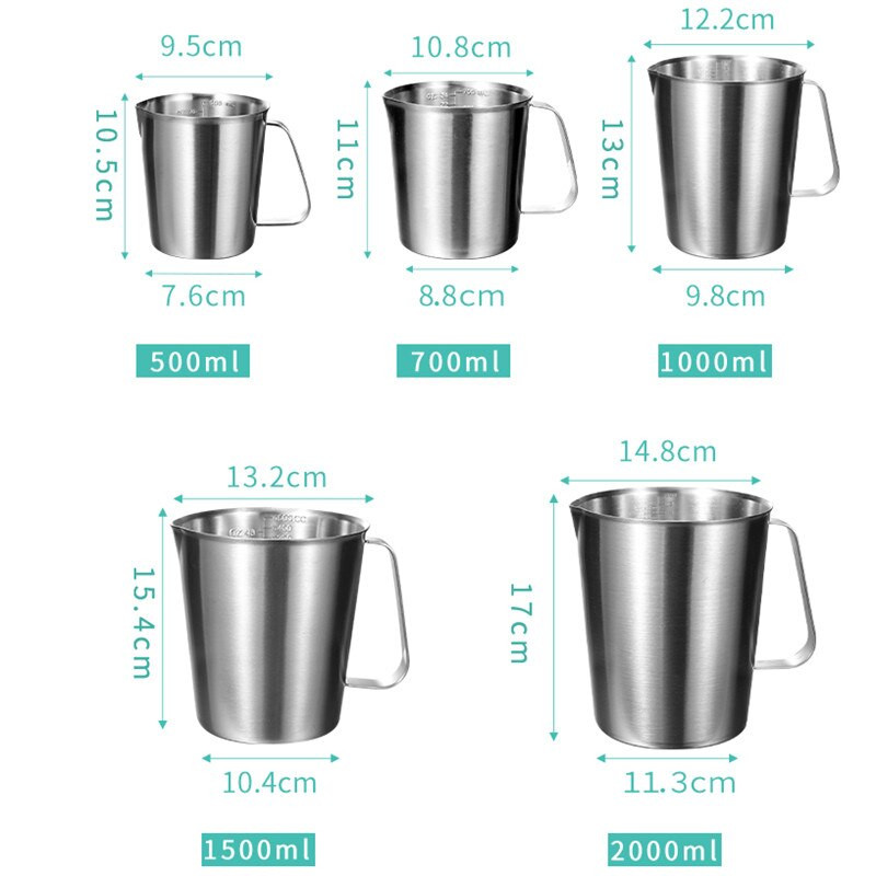 304 rozsdamentes acél mérőpohár mérleg kancsóval tejhabos kancsó Háztartási cappuccino tea kávéscsésze Konyhai sütőeszközök