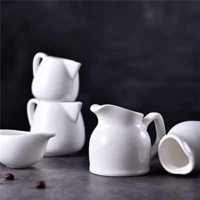 Keramikas espresso kafijas tase ar rokturi Sadzīves piena skārdene Baltā porcelāna mērces laivas steika mērces trauks Restorāna galda piederumi