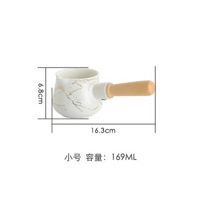 Balto aukso rašto keraminis pieno ąsotis medinė rankena Kavos pieno puodas Kavos reikmenys Kavos priedai Stalinis pieno ąsotis su mediniu dangteliu