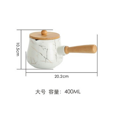 Balto aukso rašto keraminis pieno ąsotis medinė rankena Kavos pieno puodas Kavos reikmenys Kavos priedai Stalinis pieno ąsotis su mediniu dangteliu