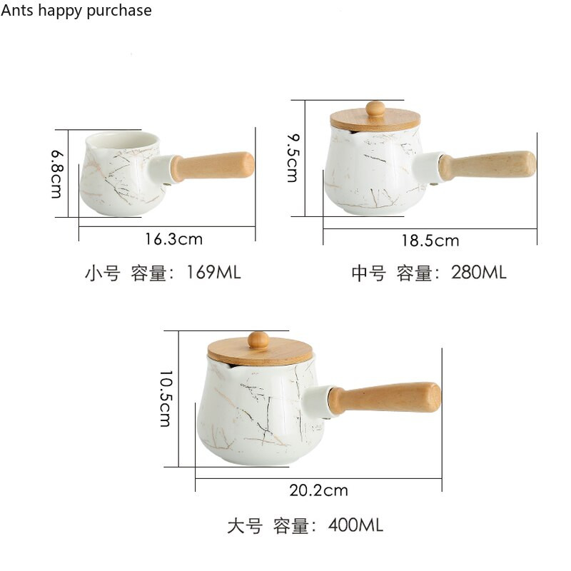 Balto aukso rašto keraminis pieno ąsotis medinė rankena Kavos pieno puodas Kavos reikmenys Kavos priedai Stalinis pieno ąsotis su mediniu dangteliu