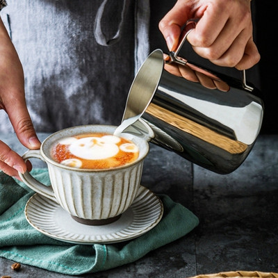 Кана за разпенване на мляко от неръждаема стомана Кана за еспресо кафе Barista Craft Latte Cappuccino Чаша за разпенване на мляко и сметана Кана за разпенване