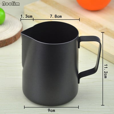 NOOLIM fekete tapadásmentes bevonatú kávés bögre csésze kancsó rozsdamentes acél eszpresszó tejes kávéhabos kancsó szabotázs csésze bögre 350 ml / 600 ml
