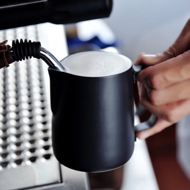 NOOLIM fekete tapadásmentes bevonatú kávés bögre csésze kancsó rozsdamentes acél eszpresszó tejes kávéhabos kancsó szabotázs csésze bögre 350 ml / 600 ml