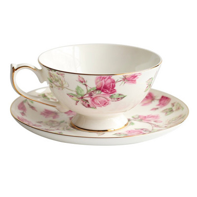 Teáscsésze készlet Bone China kávéscsésze csészealj uzsonnatál Virágok Teáscsésze Délutáni teás edények Kávékészlet Irodai italkészletek