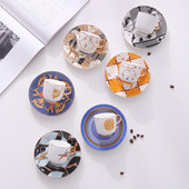 2 бр. Арабска чаша за кафе Костен Китай Еспресо Комплект чинии за чаши за кафе Чаши за кафе Чаша за кафе Специализирани съдове за кафе лате