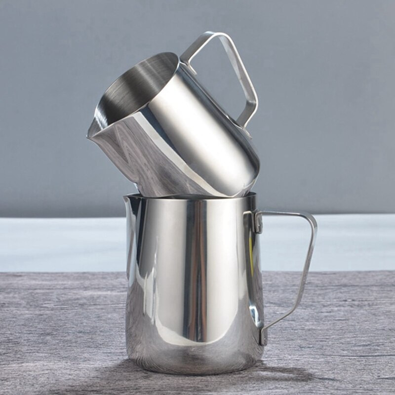 Rozsdamentes acél kávéskanna tejkannák kancsó csésze habosítás pipával For Make Tej kávétartozékok 350ml/600ml