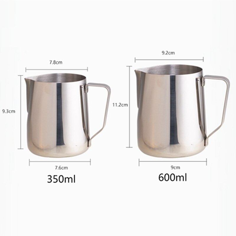 Rozsdamentes acél kávéskanna tejkannák kancsó csésze habosítás pipával For Make Tej kávétartozékok 350ml/600ml