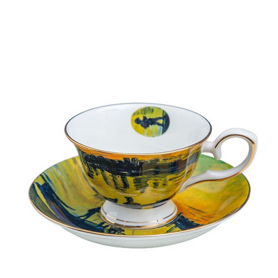 kaulinio porceliano kavos rinkinys lėkštė Van Gogh tapybos arbatos rinkinys keramikinis ir verslo kavos puodelis ir lėkštė