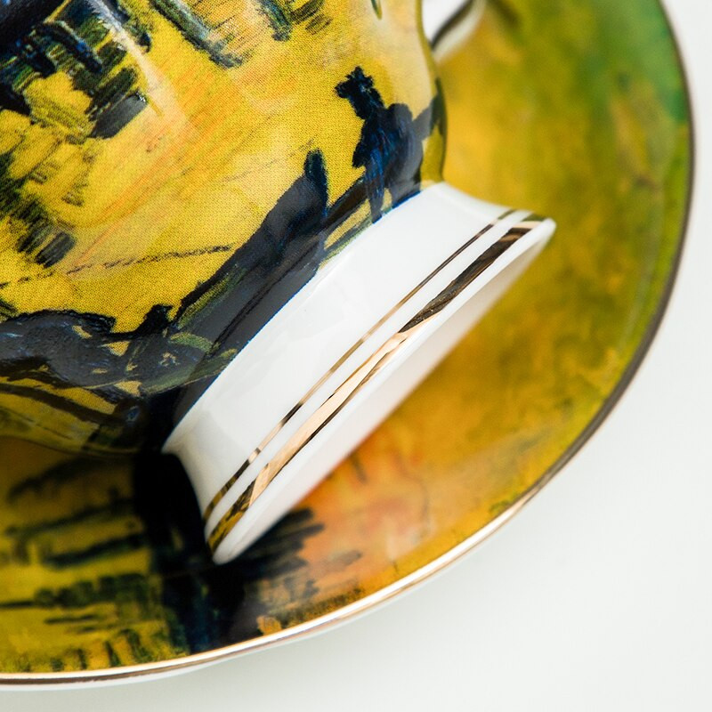 kaulinio porceliano kavos rinkinys lėkštė Van Gogh tapybos arbatos rinkinys keramikinis ir verslo kavos puodelis ir lėkštė