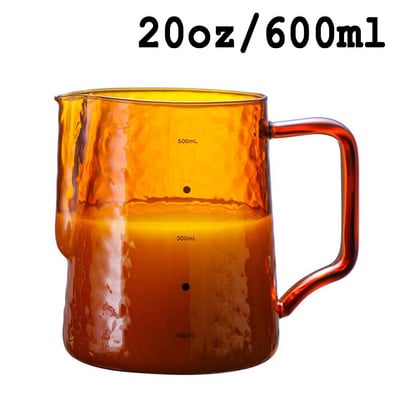 Üveg tejhabosító kancsó színes tejkancsó Kávékávé tejhabos kancsó Eszpresszó tejkancsó Barista 20oz/600ml