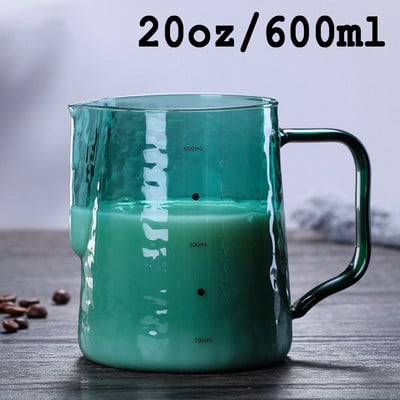 Üveg tejhabosító kancsó színes tejkancsó Kávékávé tejhabos kancsó Eszpresszó tejkancsó Barista 20oz/600ml
