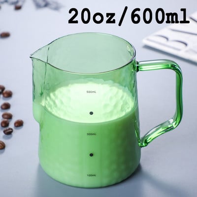 Üveg tejhabosító kancsó színes tejkancsó Kávékávé tejhabos kancsó Eszpresszó tejkancsó Barista 20oz/600ml