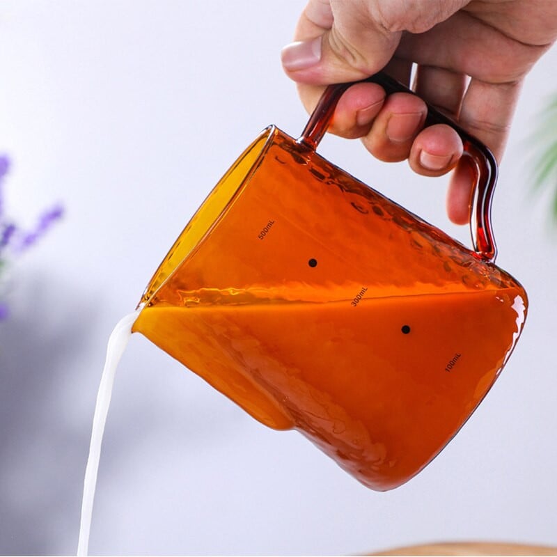 Üveg tejhabosító kancsó színes tejkancsó Kávékávé tejhabos kancsó Eszpresszó tejkancsó Barista 20oz/600ml