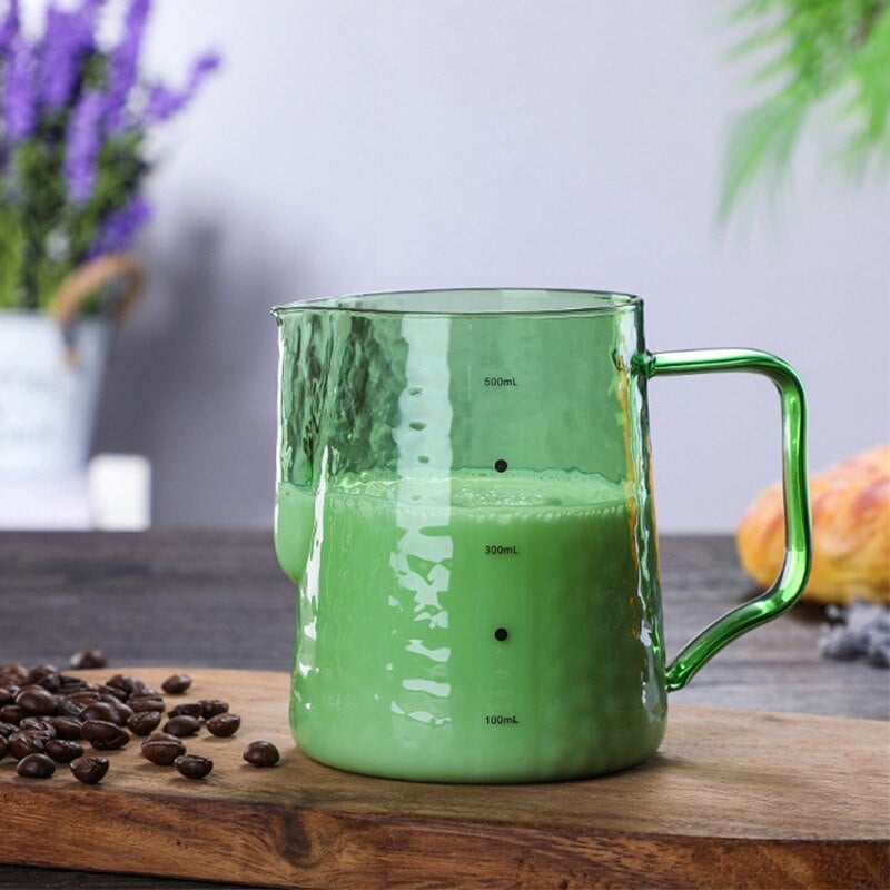 Üveg tejhabosító kancsó színes tejkancsó Kávékávé tejhabos kancsó Eszpresszó tejkancsó Barista 20oz/600ml